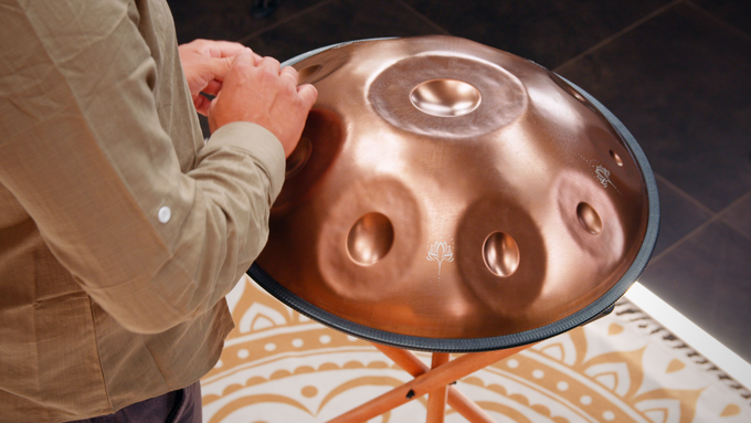 Sensory Handpan, Stainless Steel, E La Sirena, 10 Notes, 432 Hz, Vintage copper, Engraved design video