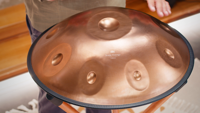 Sensory Handpan, Stainless Steel, F Pygmy, 11 Notes, 440 Hz, Vintage copper video